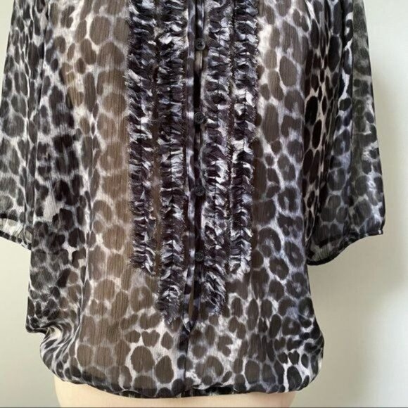 Express Sheer Animal Print Blouse Top - Picture 4 of 13